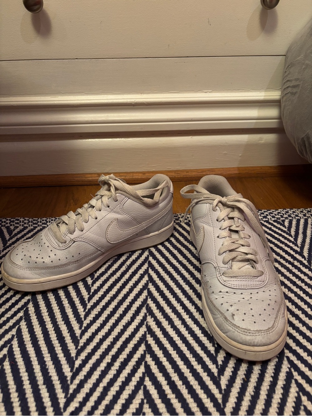 Nike Light Gray Court Dunk Low-Top Leather Sneakers